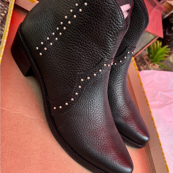 Brighton Wonder Black Leather Studded Heeled Boots - Picture 1 of 7